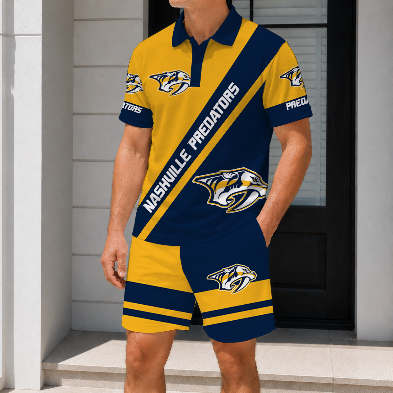 LIMITED EDITION - NEW CUSTOMIZED NHL31 NVP NASHVILLE PREDATORS POLO & SHORT PANTS SET