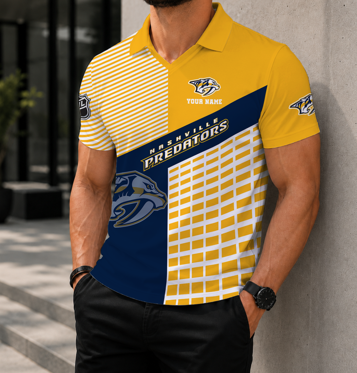 VIRAL EDITION - NEW CUSTOMIZED NHL31 NVP NASHVILLE PREDATORS POLO SHIRT