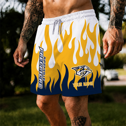 [SUPER SALE] NEW CUSTOMIZED NHL31 NVP NASHVILLE PREDATORS SHORT PANTS