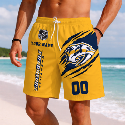 LIMITED EDITION - NEW CUSTOMIZED NHL31 NVP NASHVILLE PREDATORS SHORT PANTS