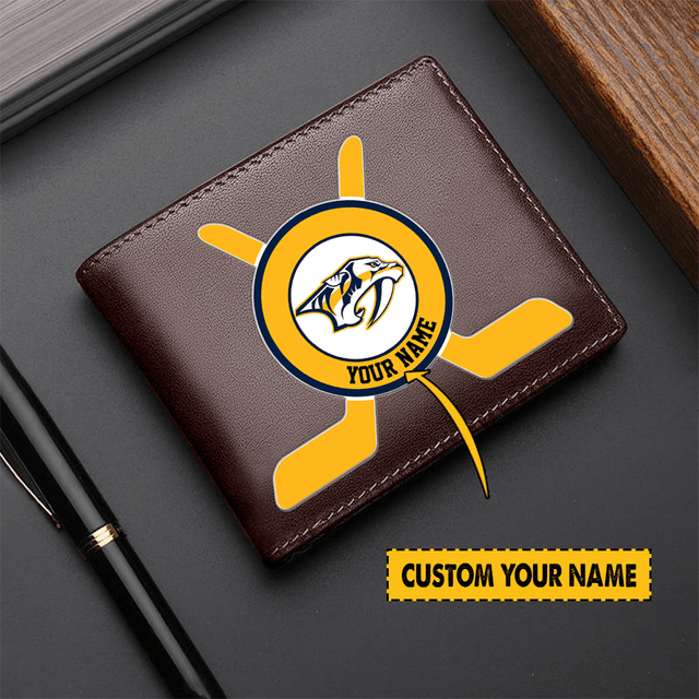 LIMITED EDITION - NEW CUSTOMIZED NHL31 NVP NASHVILLE PREDATORS LEATHER WALLET