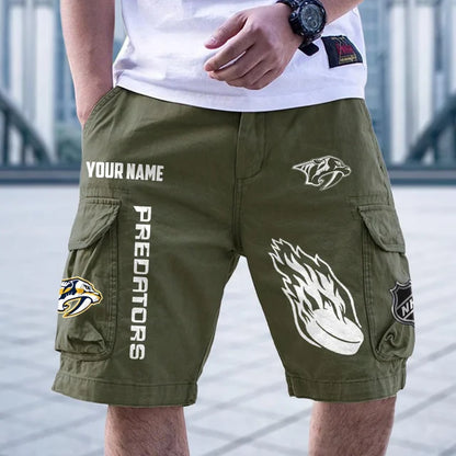 [SUPER SALE] NEW CUSTOMIZED NHL31 NVP NASHVILLE PREDATORS CARGO SHORTS