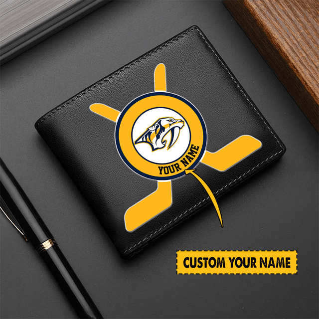 LIMITED EDITION - NEW CUSTOMIZED NHL31 NVP NASHVILLE PREDATORS LEATHER WALLET