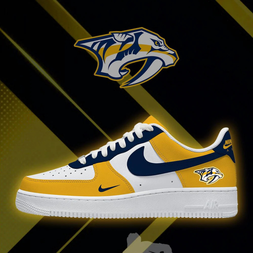 LIMITED EDITION - NEW CUSTOMIZED NHL31 NVP NASHVILLE PREDATORS AF1 SHOES