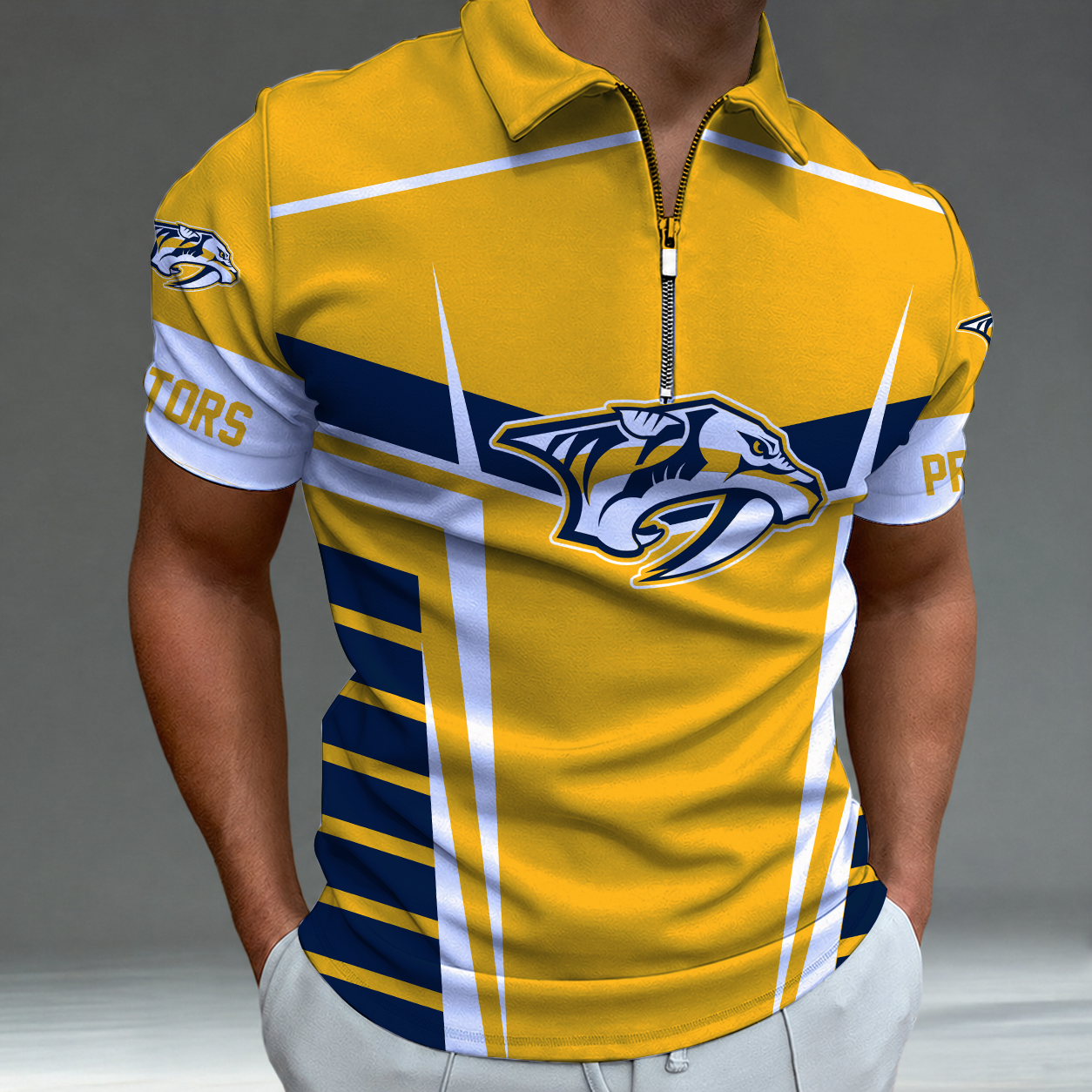LIMITED EDITION - NEW CUSTOMIZED NHL31 NVP NASHVILLE PKHAKIATORS POLO SHIRT