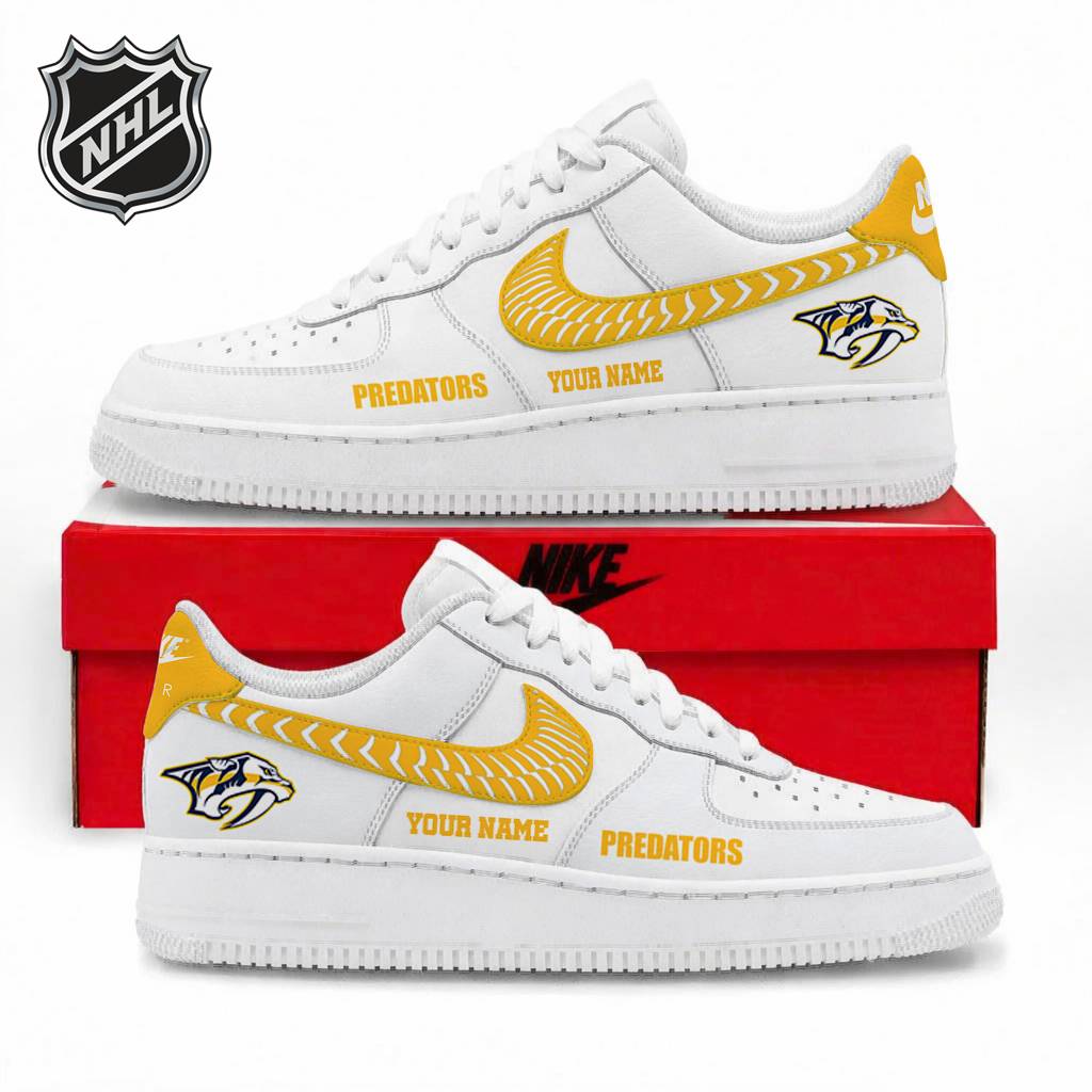 LIMITED EDITION - NEW CUSTOMIZED NHL31 NVP NASHVILLE PREDATORS AF1 SNEAKERS