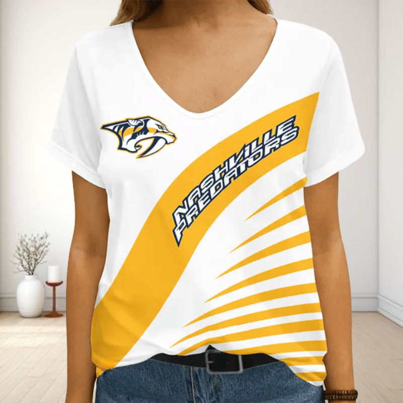 LIMITED EDITION - NEW CUSTOMIZED NHL31 NVP NASHVILLE PREDATORS V-NECK FEMALE SHIRT
