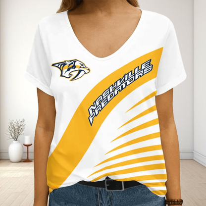 LIMITED EDITION - NEW CUSTOMIZED NHL31 NVP NASHVILLE PREDATORS V-NECK FEMALE SHIRT