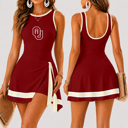 [FAN FAVORITE] NEW CUSTOMIZED NCAA FBS31 OUS OKLAHOMA SOONERS WOMEN'S SUMMER SKORT DRESS