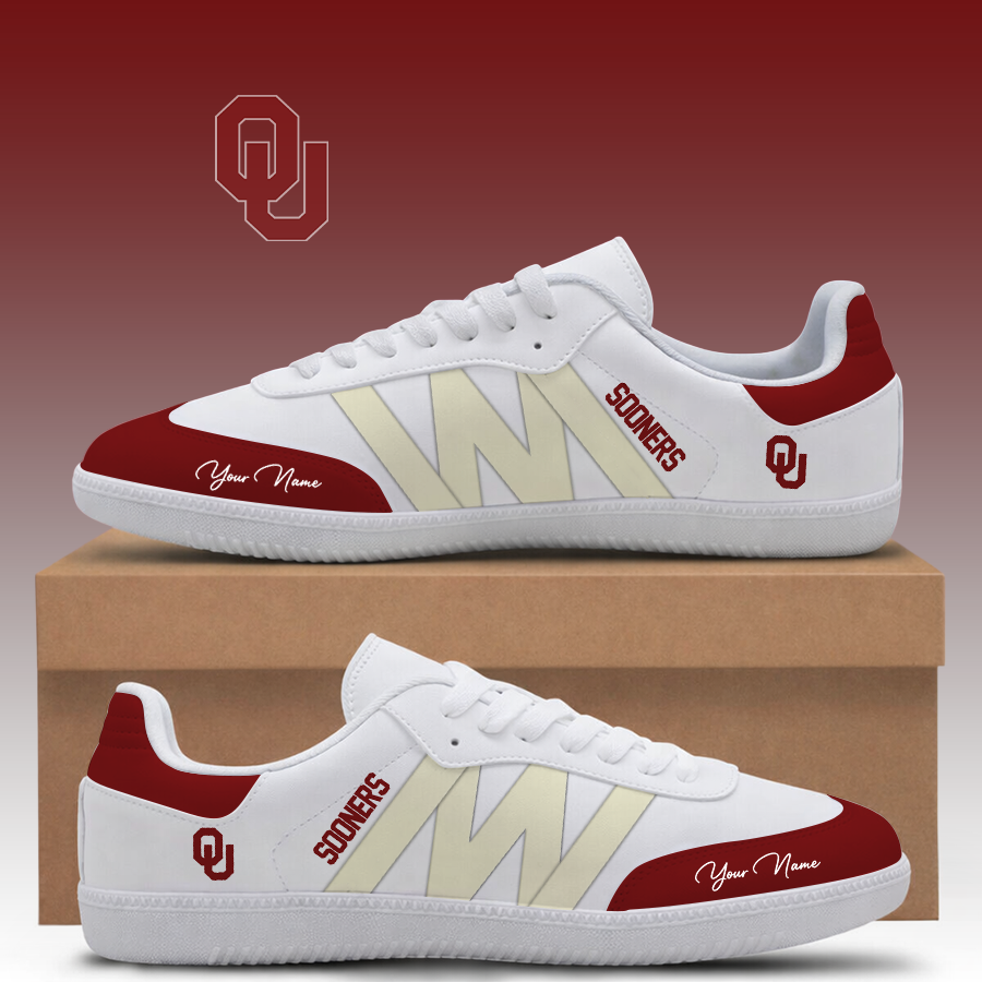 [FAN FAVORITE] NEW CUSTOMIZED NCAA FBS31 OUS OKLAHOMA SOONERS CLASSIC SNEAKERS