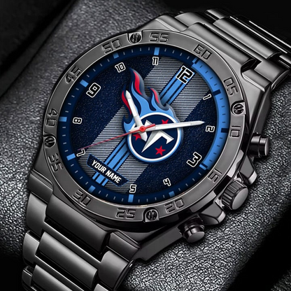 LIMITED EDITION - NEW CUSTOMIZED NFL31 TST TENNESSEE TITANS LUXURY STAINLESS STEEL WATCH