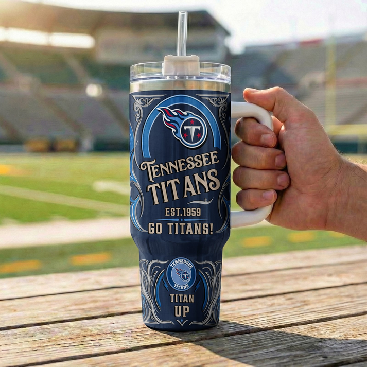 LIMITED EDITION - NEW CUSTOMIZED NFL31 TST TENNESSEE TITANS 40OZ TUMBLER