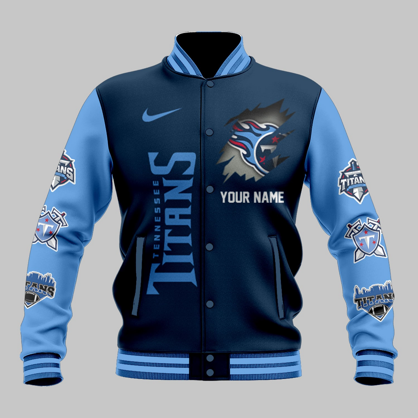 LIMITED EDITION - NEW CUSTOMIZED NFL31 TST TENNESSEE TITANS BASEBALL JACKET