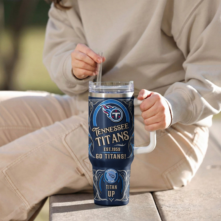 LIMITED EDITION - NEW CUSTOMIZED NFL31 TST TENNESSEE TITANS 40OZ TUMBLER