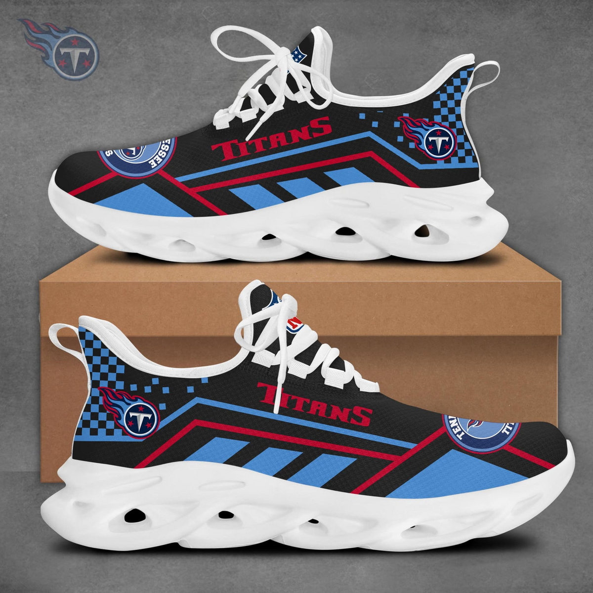 SPECIAL EDITION - NEW CUSTOMIZED NFL31 TST TENNESSEE TITANS MAX SOUL SHOES