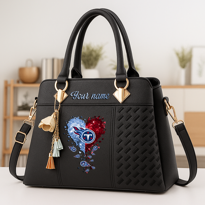 LIMITED EDITION - NEW CUSTOMIZED NFL31 TST TENNESSEE TITANS ZIP HANDBAG MULTICOLOR