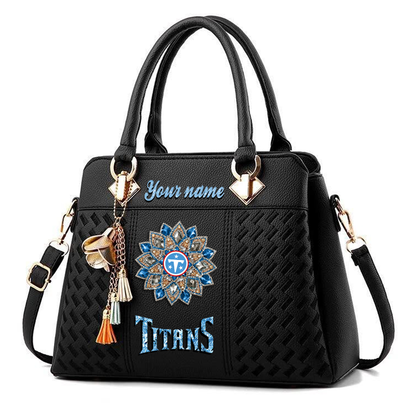 LIMITED EDITION - NEW CUSTOMIZED NFL31 TST TENNESSEE TITANS WOMEN'S ZIP HANDBAG MULTICOLOR