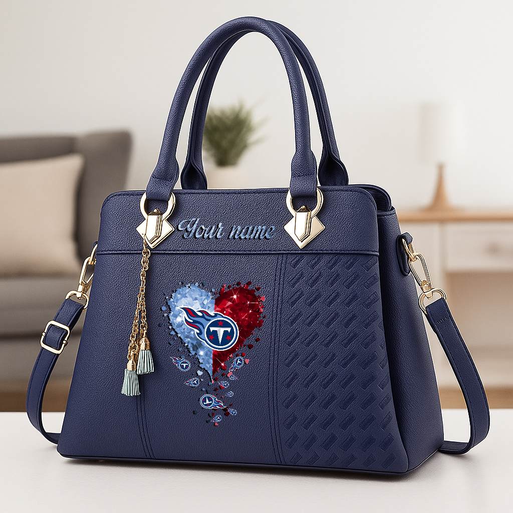 LIMITED EDITION - NEW CUSTOMIZED NFL31 TST TENNESSEE TITANS ZIP HANDBAG MULTICOLOR