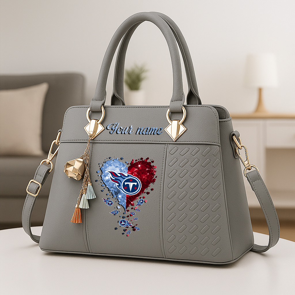 LIMITED EDITION - NEW CUSTOMIZED NFL31 TST TENNESSEE TITANS ZIP HANDBAG MULTICOLOR