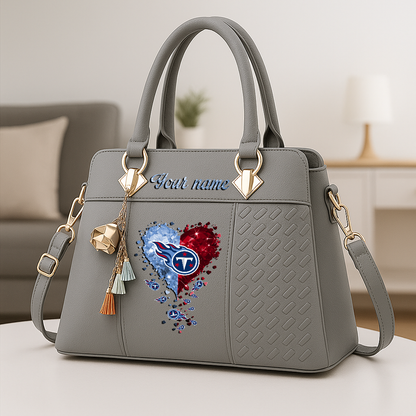 LIMITED EDITION - NEW CUSTOMIZED NFL31 TST TENNESSEE TITANS ZIP HANDBAG MULTICOLOR