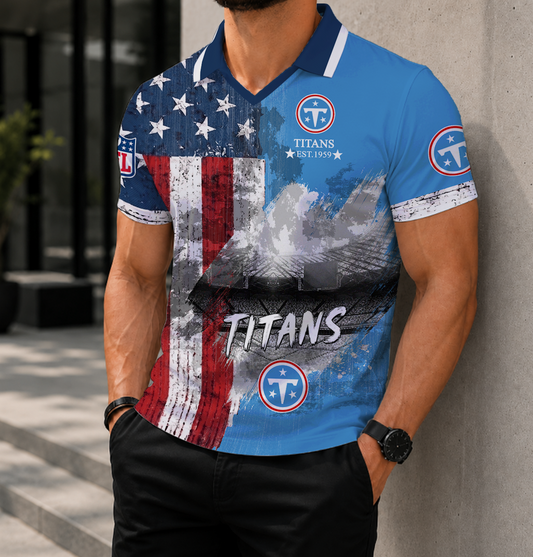 SPECIAL EDITION - NEW CUSTOMIZED NFL31 TST TENNESSEE TITANS POLO SHIRT