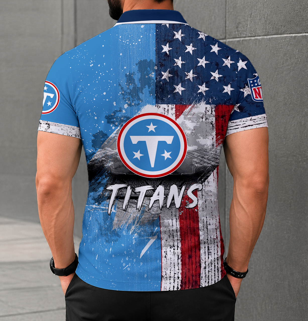 SPECIAL EDITION - NEW CUSTOMIZED NFL31 TST TENNESSEE TITANS POLO SHIRT