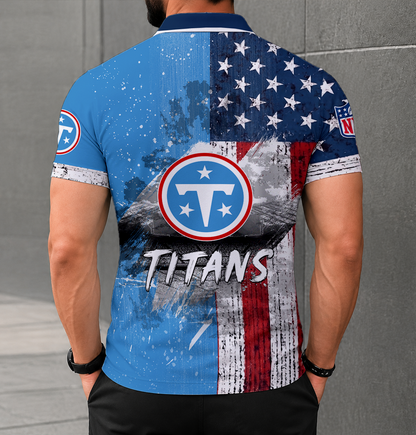 SPECIAL EDITION - NEW CUSTOMIZED NFL31 TST TENNESSEE TITANS POLO SHIRT