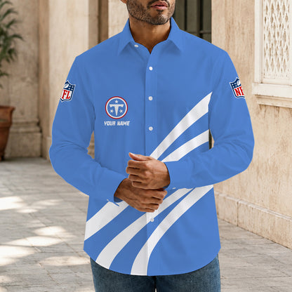[SPECIAL OFFER] NEW CUSTOMIZED NFL31 TST TENNESSEE TITANS MEN'S LONG SLEEVE BUTTON-UP SHIRT