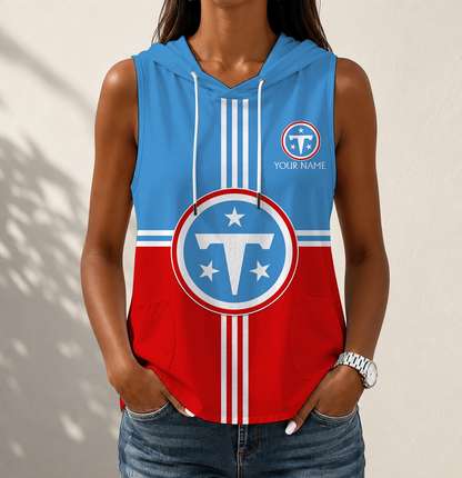 LIMITED EDITION - NEW CUSTOMIZED NFL31 TST TENNESSEE TITANS WOMEN'S SLEEVELESS HOODED POCKET TANK TOP