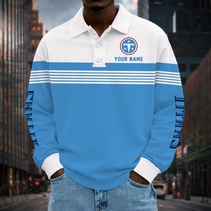 LIMITED EDITION - NEW CUSTOMIZED NFL31 TST TENNESSEE TITANS LONG SLEEVE POLO SHIRT