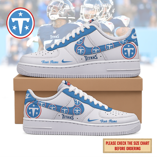 LIMITED EDITION - NEW CUSTOMIZED NFL31 TST TENNESSEE TITANS AF1 SHOES