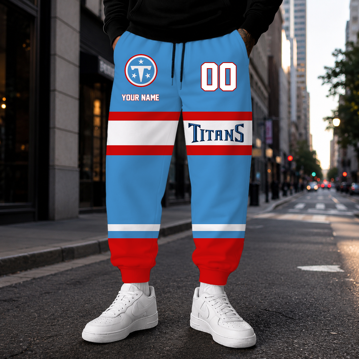 LIMITED EDITION - NEW CUSTOMIZED NFL31 TST TENNESSEE TITANS SWEATPANTS