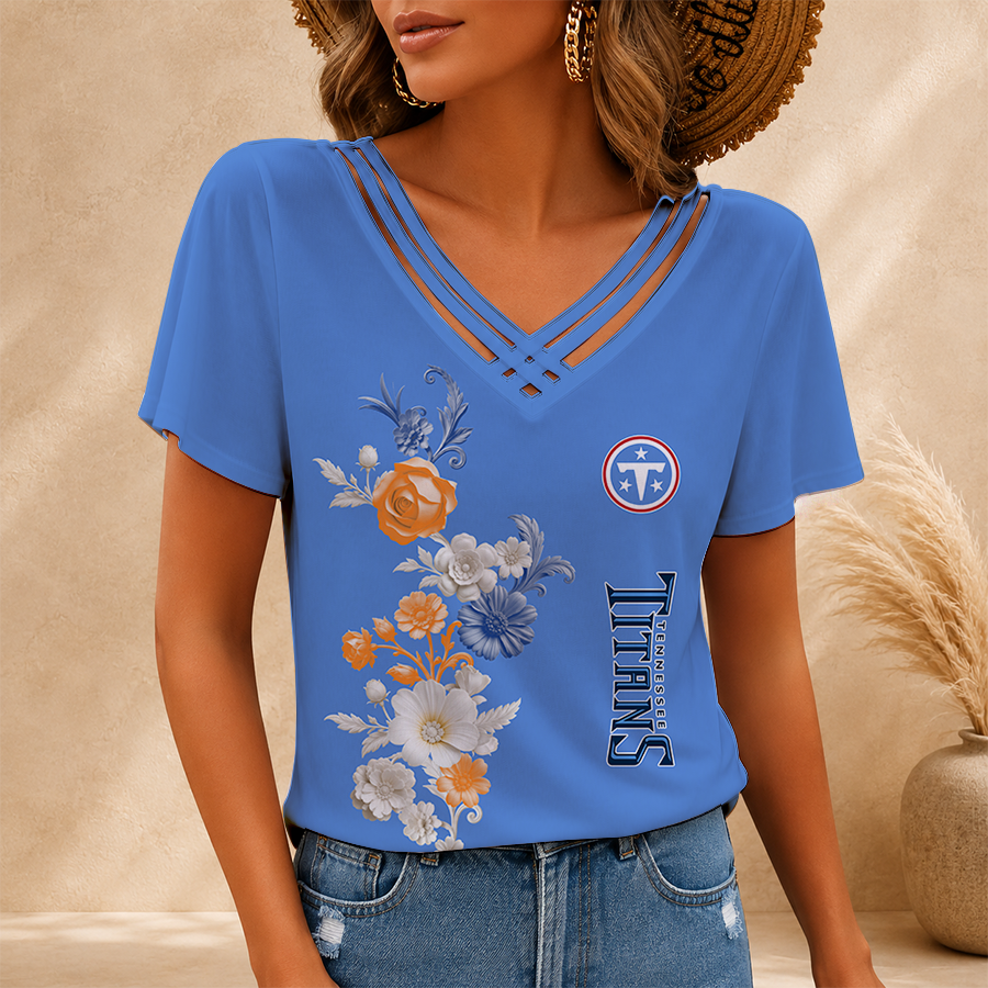 LIMITED EDITION - NEW CUSTOMIZED NFL31 TST TENNESSEE TITANS V-NECK SHIRT