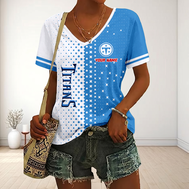 LIMITED EDITION - NEW CUSTOMIZED NFL31 TST TENNESSEE TITANS V-NECK FEMALE SHIRT