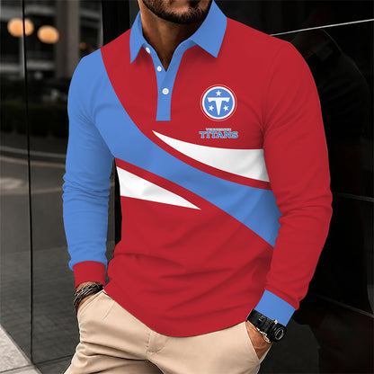 [SPECIAL OFFER] NEW CUSTOMIZED NFL31 TST TENNESSEE TITANS LONG SLEEVE POLO SHIRT