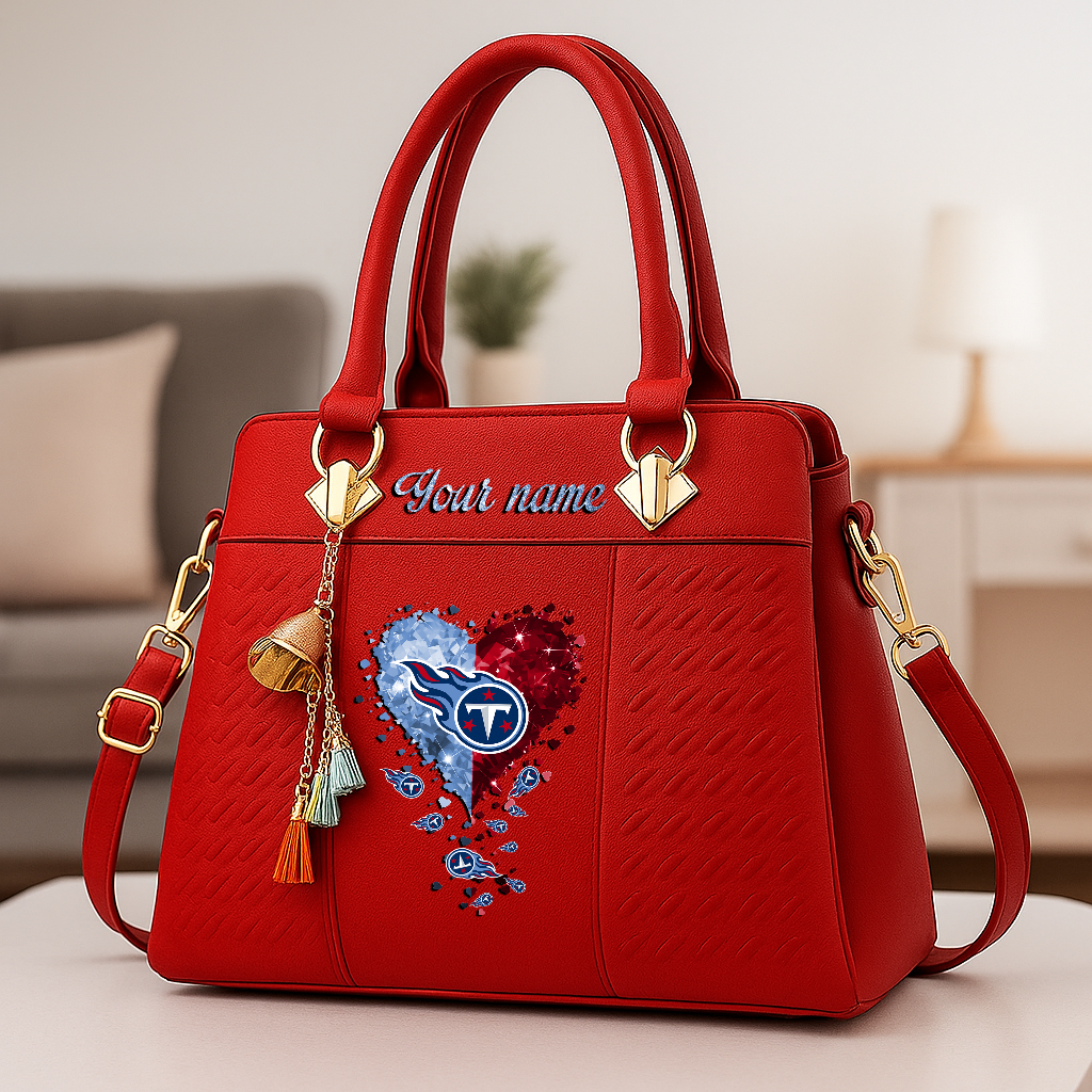 LIMITED EDITION - NEW CUSTOMIZED NFL31 TST TENNESSEE TITANS ZIP HANDBAG MULTICOLOR