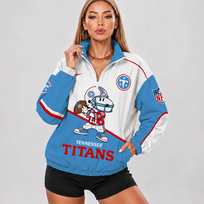 [SPECIAL OFFER] NEW CUSTOMIZED NFL31 TST TENNESSEE TITANS V-NECK ZIPPER SWEATSHIRT JACKET