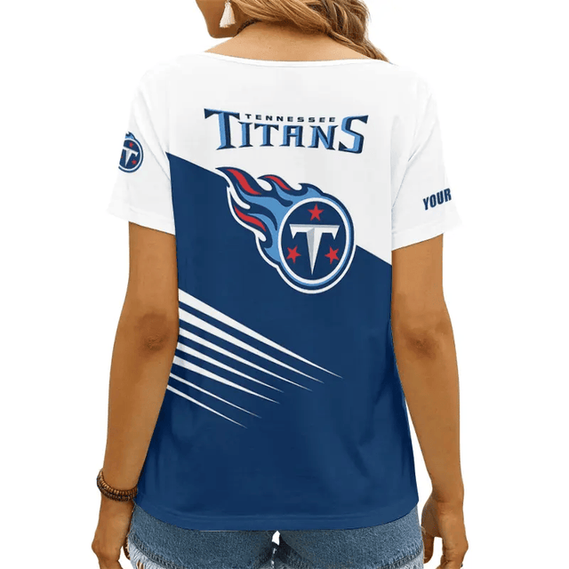 [SPECIAL OFFER] NEW CUSTOMIZED NFL31 TST TENNESSEE TITANS V-NECK FEMALE SHIRT