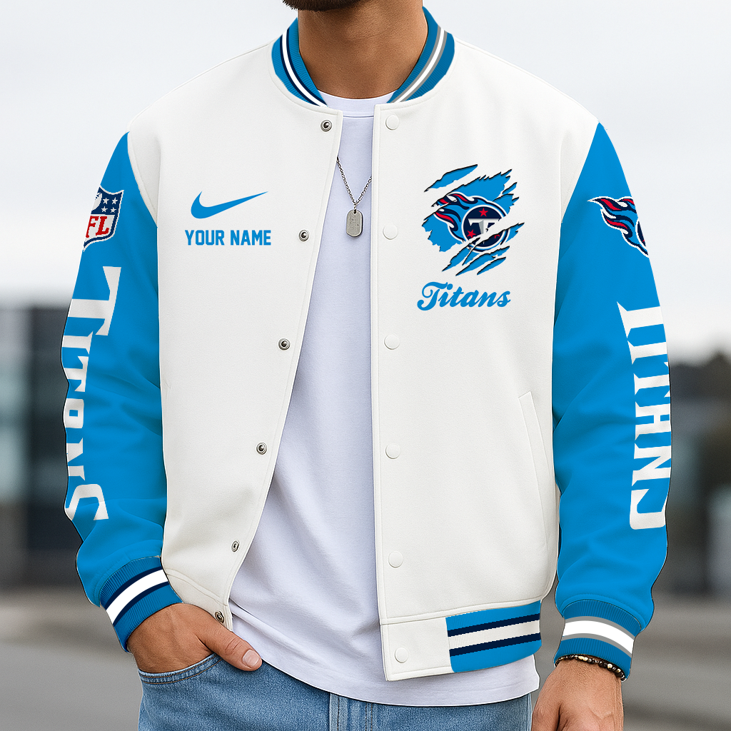 LIMITED EDITION - NEW CUSTOMIZED NFL31 TST TENNESSEE TITANS BASEBALL JACKET