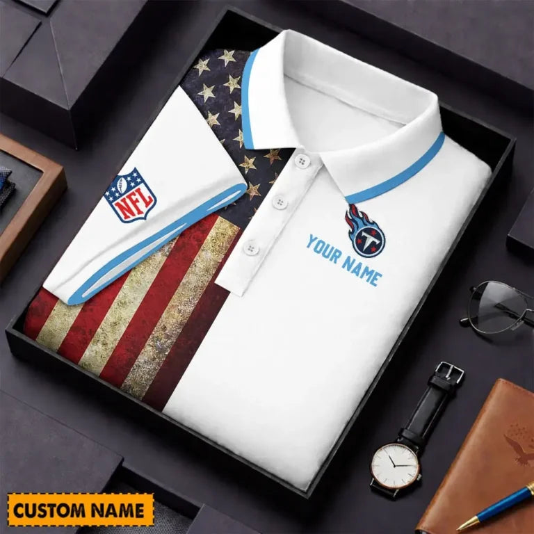 [SPECIAL OFFER] NEW CUSTOMIZED NFL31 TST TENNESSEE TITANS US FLAG POLO SHIRT