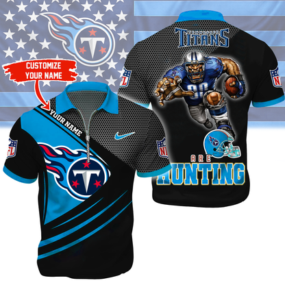 LIMITED EDITION - NEW CUSTOMIZED NFL31 TST TENNESSEE TITANS HARLEY-DAVIDSON POLO WITH ZIPPER SHIRT