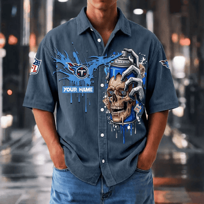 [SPECIAL OFFER] NEW CUSTOMIZED NFL31 TST TENNESSEE TITANS SEERSUCKER BUTTON SHIRT