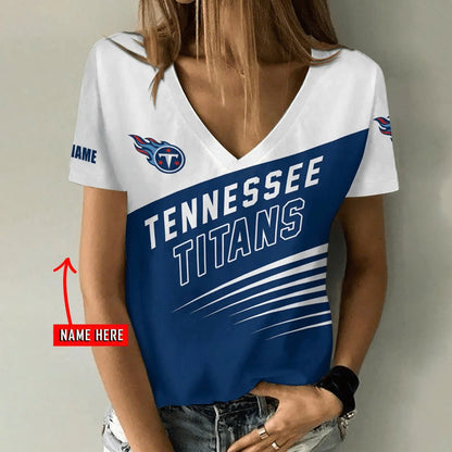 [SPECIAL OFFER] NEW CUSTOMIZED NFL31 TST TENNESSEE TITANS V-NECK FEMALE SHIRT