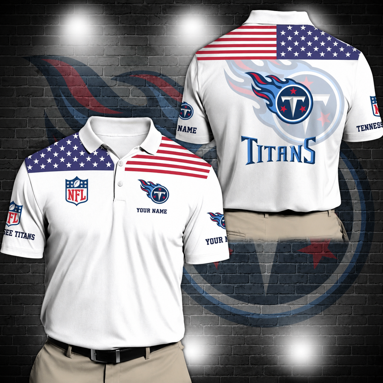 LIMITED EDITION - NEW CUSTOMIZED NFL31 TST TENNESSEE TITANS POLO SHIRT