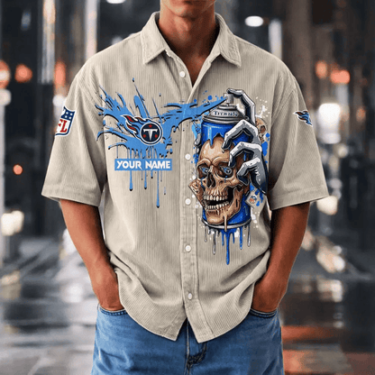 [SPECIAL OFFER] NEW CUSTOMIZED NFL31 TST TENNESSEE TITANS SEERSUCKER BUTTON SHIRT