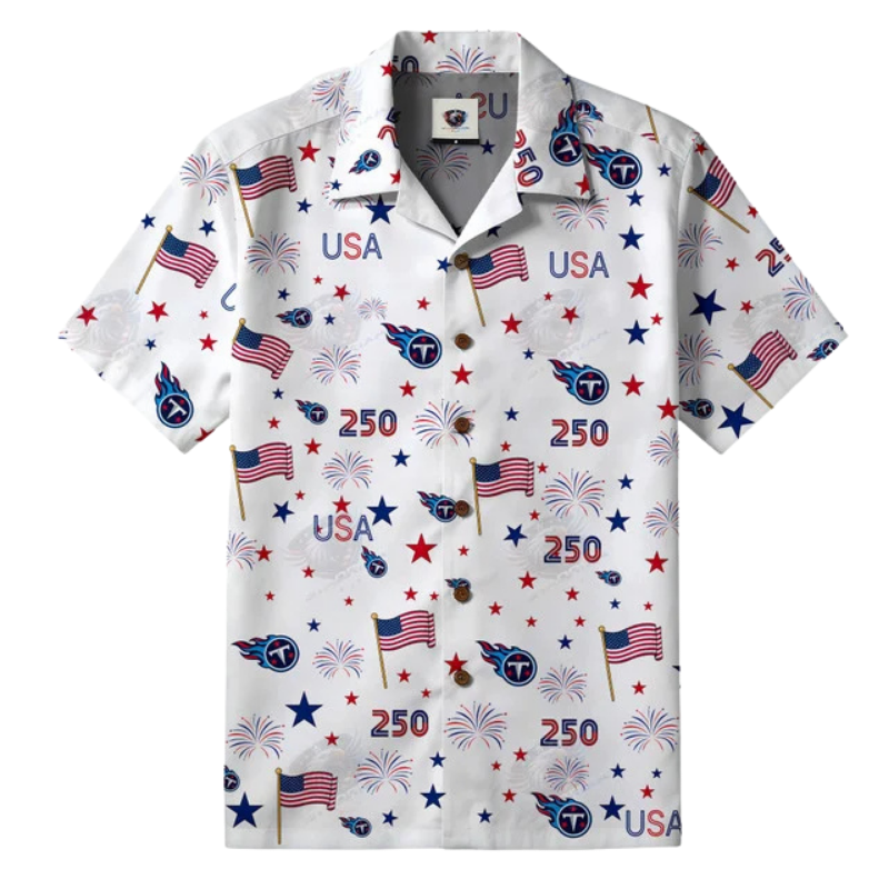 LIMITED EDITION - NEW CUSTOMIZED NFL31 TST TENNESSEE TITANS PATRIOTIC 250 USA HAWAIIAN SHIRT