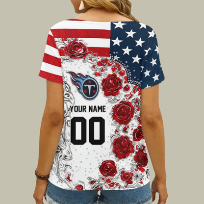 [SPECIAL OFFER] NEW CUSTOMIZED NFL31 TST TENNESSEE TITANS V-NECK FEMALE SHIRT