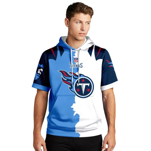 LIMITED EDITION - NEW CUSTOMIZED NFL31 TST TENNESSEE TITANS SHORT SLEEVE HOODIE T-SHIRT