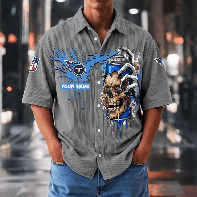 [SPECIAL OFFER] NEW CUSTOMIZED NFL31 TST TENNESSEE TITANS SEERSUCKER BUTTON SHIRT