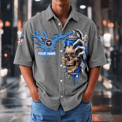 [SPECIAL OFFER] NEW CUSTOMIZED NFL31 TST TENNESSEE TITANS SEERSUCKER BUTTON SHIRT